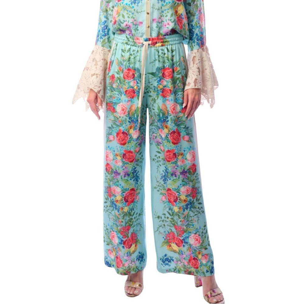 Aratta Vibrant Roma Floral Wide Leg Pants NWT